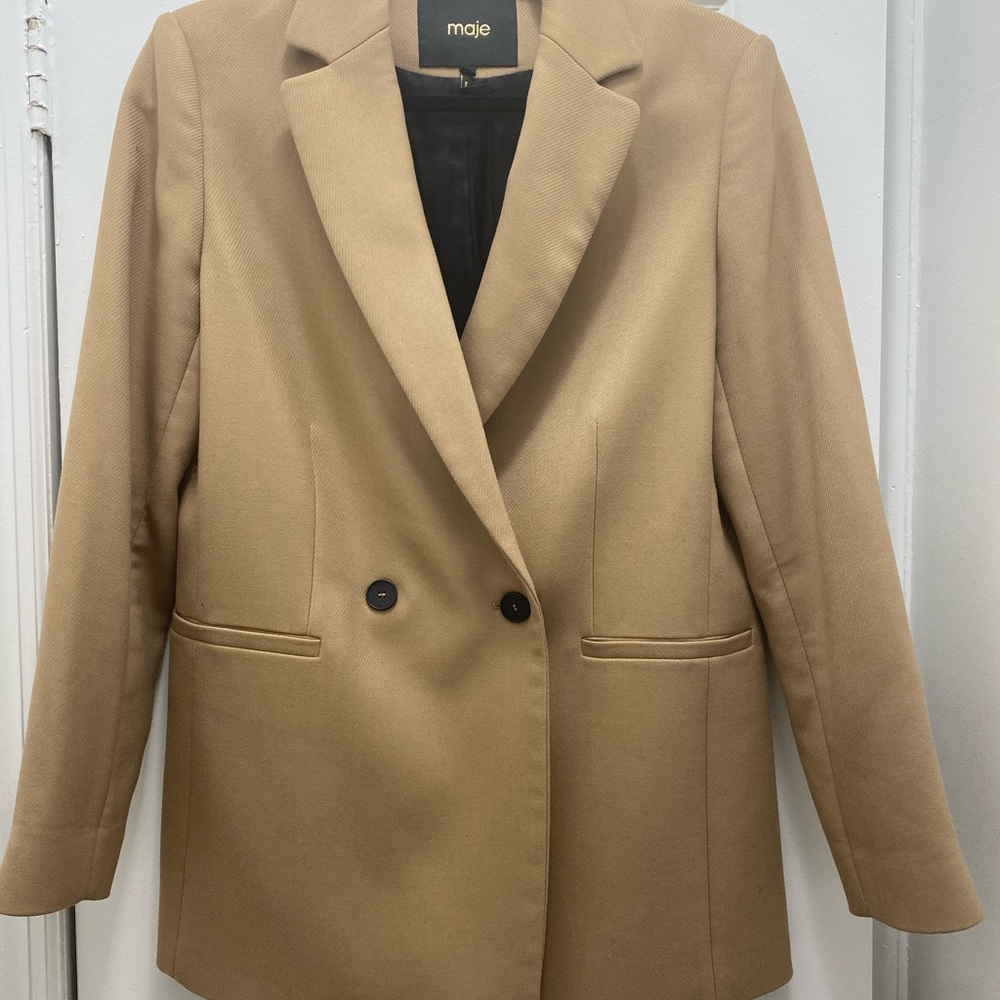Maje Camel Straight-Cut Blazer